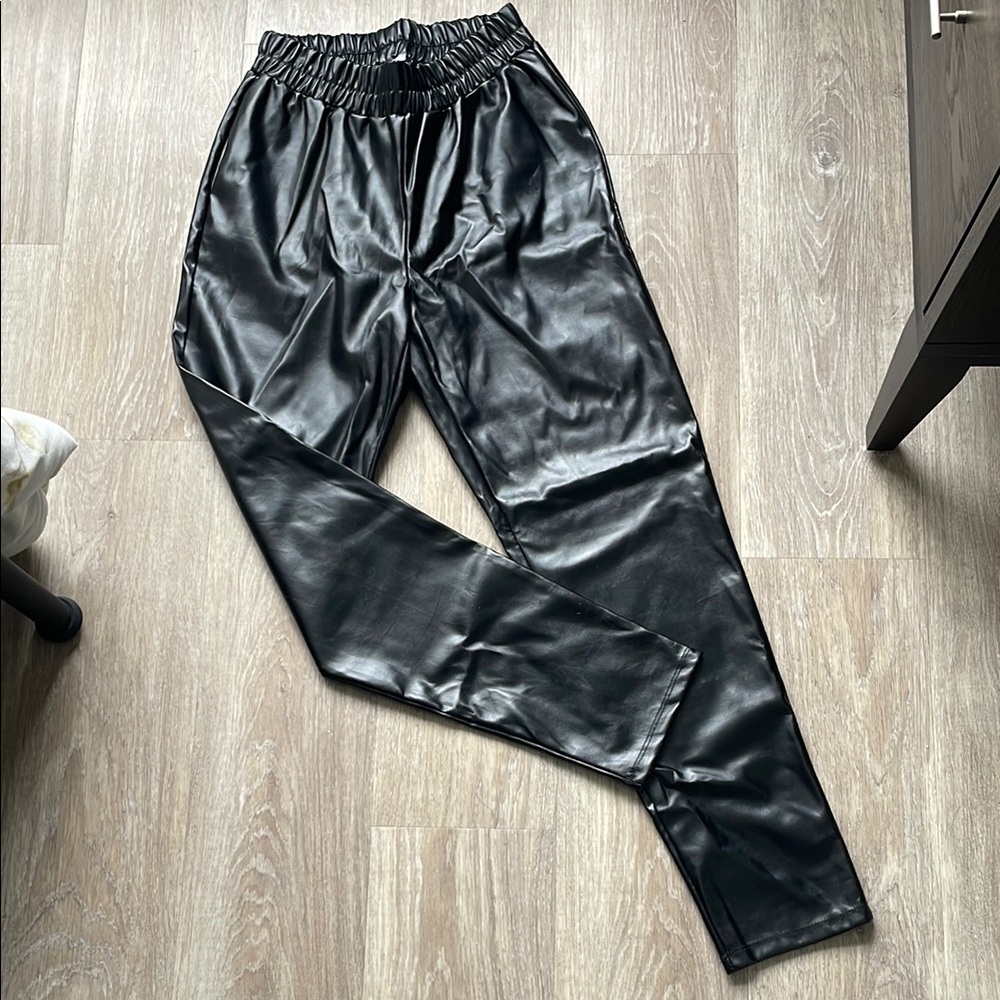 Black Leather women Pants